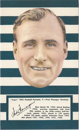 1953 Argus Football Portraits #7 Fred Flanagan Front